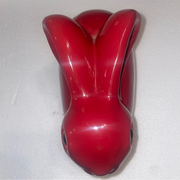 Red Ceramic Rabbit Figurine - Picture 6 of 8